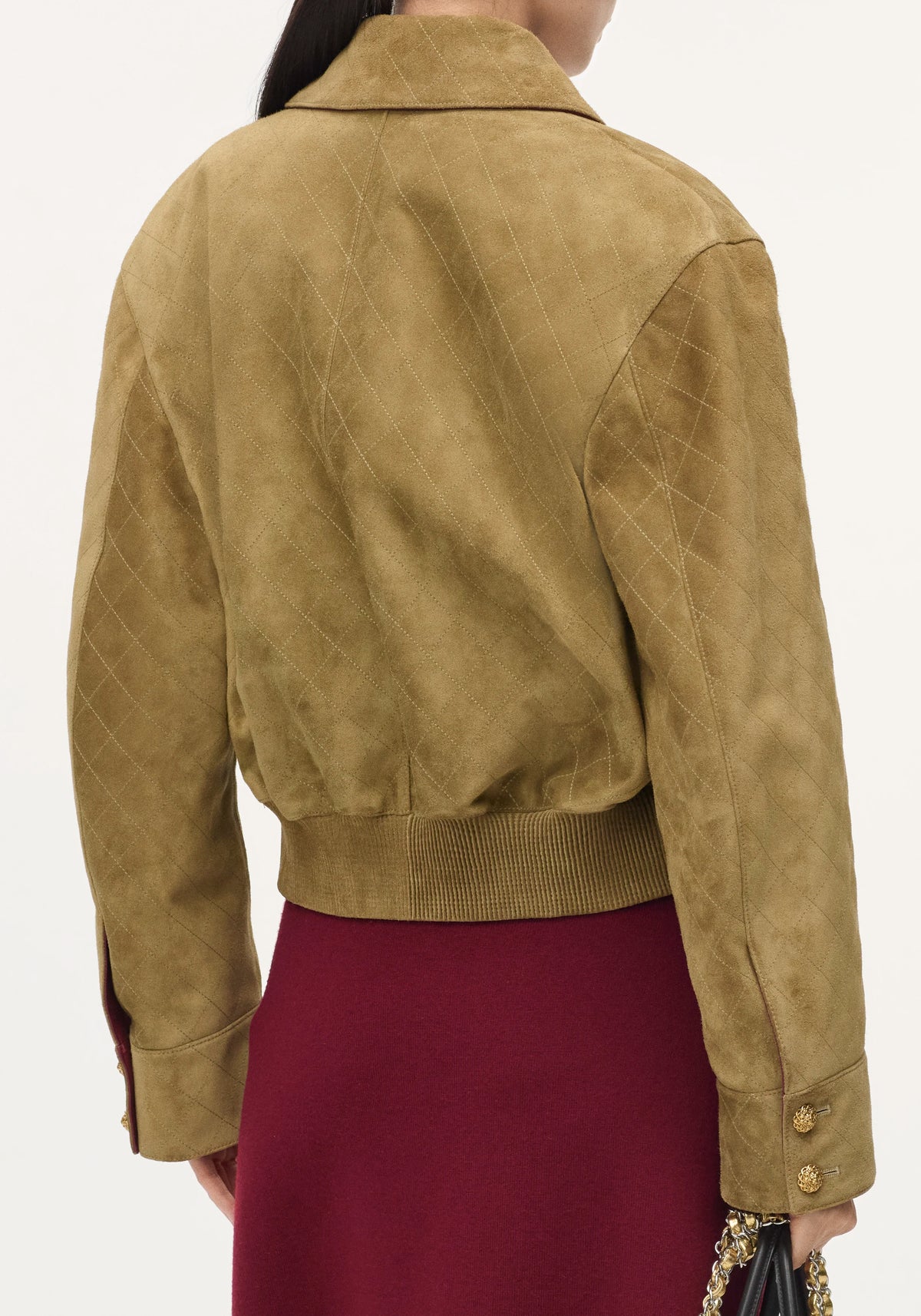 Brown Suede Red Collar Jacket