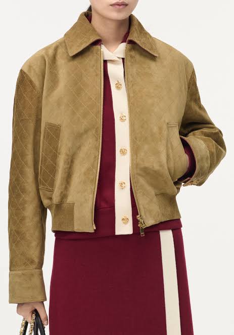 Brown Suede Red Collar Jacket