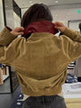 Brown Suede Red Collar Jacket